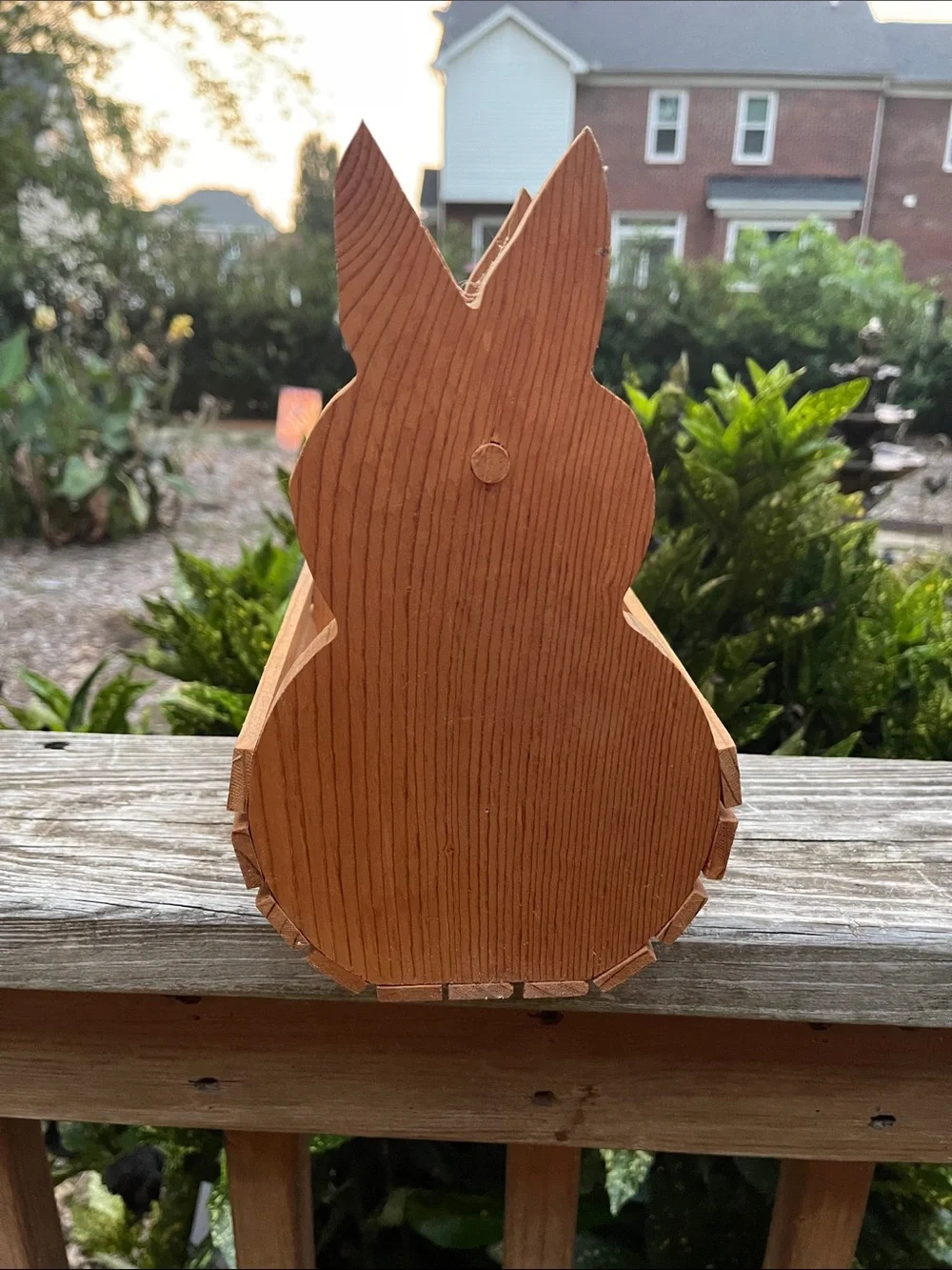 Wooden Bunny Rabbit Basket Crate with Handle